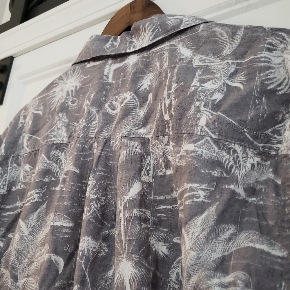 Quicksilver Waterman Xl Palm Tree Button Up Colla… - image 5